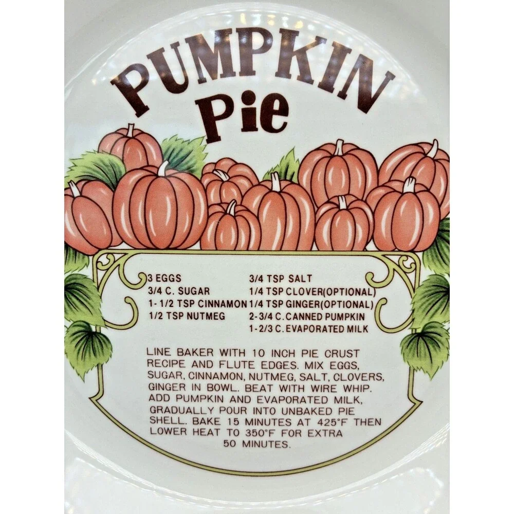 Vintage Hankook Deep Dish Ceramic Pumpkin Pie Plate Recipe Dish 10.5